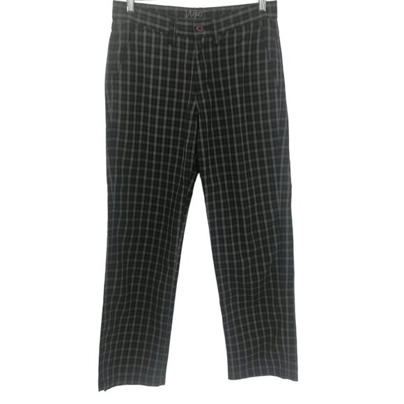 Vurt Mens Plaid Flat Front Straight Leg Chino Trousers Size 30 x 30 Black Gray - Picture 1 of 9